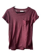 Awake Womens T Shirt Burner Fabric Size Medium  Burgundy Round Neck Cap Sleeved - £5.76 GBP