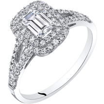 14K White Gold Emerald Cut Cubic Zirconia Engagement Ring - £200.63 GBP