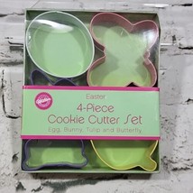 Wilton Easter Cookie Cutter Set of 4 Egg Bunny Tulip Butterfly Metal 2308-1045 - £5.44 GBP