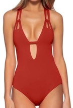 BECCA By Rebecca Color Code Skylar Plunge One-Piece Adobe Swimsuit Size S - £43.05 GBP