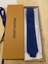 Louis Vuitton Men&#39;s Monogram Logo Tie 100% Silk Navy Blue Widest 2.80&quot; Nwt New - $123.74