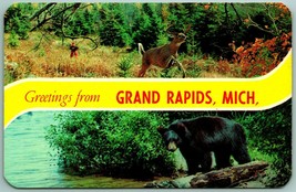 Dual View Banner Greetings From Grand Rapids Michigan MI UNP Chrome Postcard F14 - £2.85 GBP