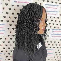 Half Braid Small Box Braids Wavy Curl Curly Lace Closure Braided Wig Bla... - £121.36 GBP