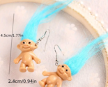 Creative Colorful Hair Doll Shaped Dangle Hook Earrings - New - Blue Troll - $14.99