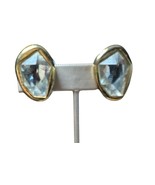 Vintage KENNETH JAY LANE KJL Large Chunky Clear CRYSTAL Clip EARRINGS - $370.82 MXN