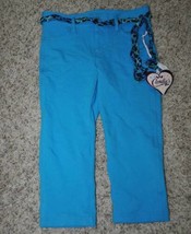 Girls Capris Candies Blue French Terry Belted Skimmer Pants $34 NEW-size 10 - £9.49 GBP