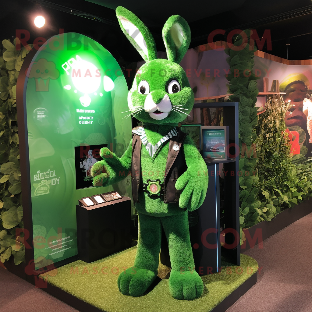 Forest Green Rabbit mascot costume character dressed with a Graphic Tee ... - $1,199.00