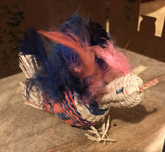 Vtg Cockerel 4” Rooster Poultry Chicken Farm Decor Figure Rattan Feathers Blu Pk - £22.28 GBP