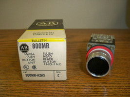 Allen Bradley 800MR-A2AS Small Push Button Flush Head Black Button Surplus - $25.00