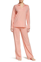 NWT New Designer Natori Pajamas Womens PJ S Long Pants Sleeves Orange Coral  - £152.12 GBP