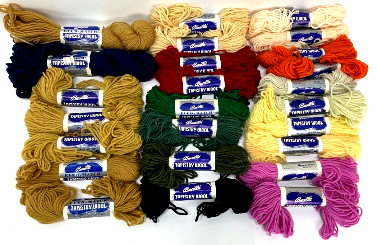 Primary image for Lot of 25 Skeins Bucilla Tapestry Wool Yarn 100% Pure Virgin Wool Needlepoint