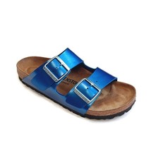 Birkenstock Womens Sz 6 Arizona Birko-Flor Sandals Electric Blue Metallic Ocean - £93.85 GBP