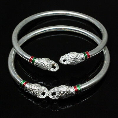 Primary image for Peacock Face Hollow Real Silver Bangles Bracelet