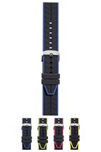 Morellato Sesia Silicone Watch Strap - Black And Blue - 20mm - Chrome-plated Sta - £25.14 GBP