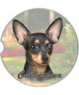 Chihuahua Black Set Of Two Absorbent Stoneware Car Cup Holder Coaster Do... - $225.52 MXN