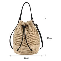 Summer Drawstring Bucket Bag 2023 New Raffia Straw  Bags Women&#39;s Straw Woven Bea - £51.46 GBP