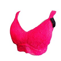No Boundaries Pink Bralette XXL Lacey Bright Pink Lightly Lined Padded  - $10.88