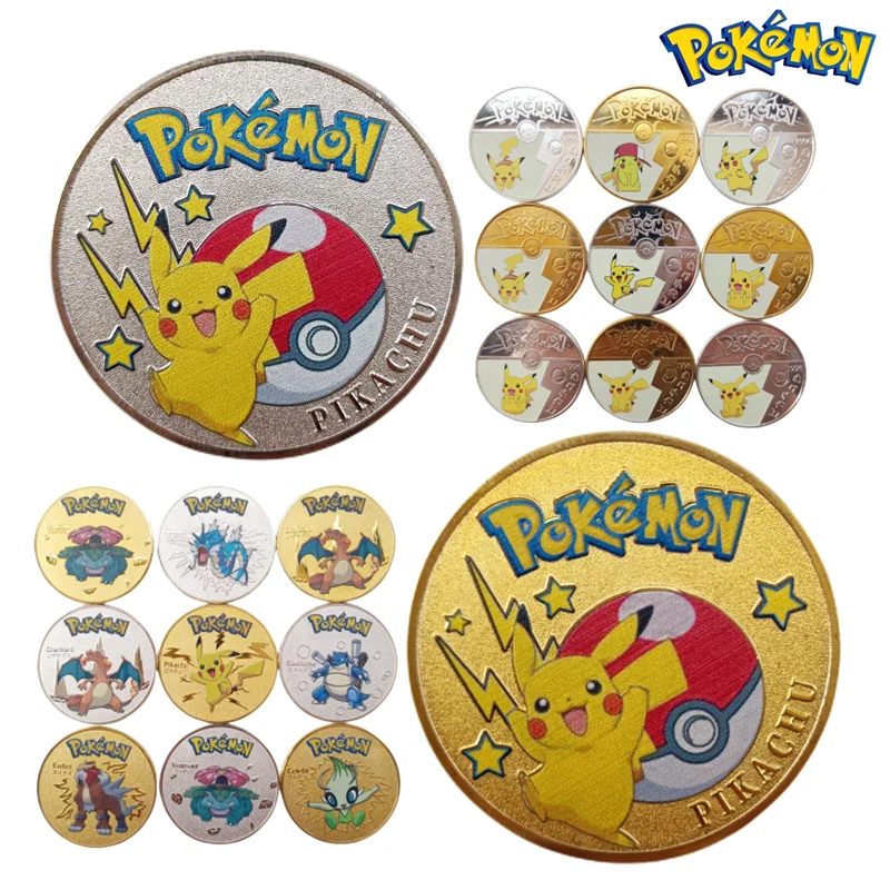 New Charming Pokemon Gold Plated Color 27 Patterns Commemorative Coin Kawaii - £6.50 GBP