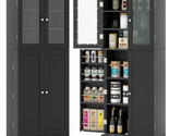 63.5&quot; Tall Kitchen Pantry Storage Cabinet w/ Glass Door Storage Shelves ... - $298.99