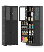 63.5&quot; Tall Kitchen Pantry Storage Cabinet w/ Glass Door Storage Shelves ... - £259.67 GBP