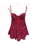 Babydoll Teddy Chemise Small Pink Red Animal Print Sweetheart Push Up Li... - $319.69 MXN