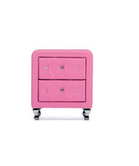 Octavia Crystal Tufted Pink Leather Modern Nightstand, 2-Drawers - $3,858.44 MXN