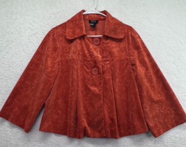 RQT Womens Corduroy Jacket Size XL Petite 3/4 Sleeve Big Buttons Orange ... - £17.06 GBP