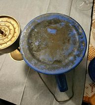 VINTAGE BLUE & WHITE SPECKLED ENAMELWARE COFFEE POT image 7