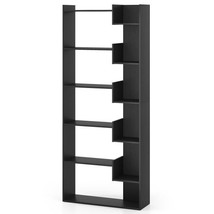6-Tier Bookshelf Wooden Bookcase with 2 Anti-Tipping Kits Open Display S... - $100.19