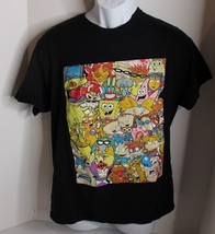 Nickelodeon Mens Black Nicktoons Rugrats Rocko SpongeBob CatDog T-Shirt sz L - £11.60 GBP