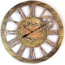 Wall clock 36 inches with real moving gears Gold Antique - £281.65 GBP