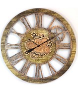 Wall clock 36 inches with real moving gears Gold Antique - £282.77 GBP