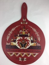 Vtg. Bostrom Original Modell Sweden Hand Painted Red Wood Pan Paddle - $19.78