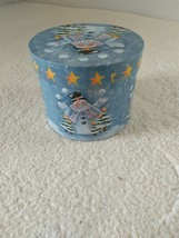 Christmas gift box “Snowman  &quot; decoupage paperboard ROUND - £4.00 GBP