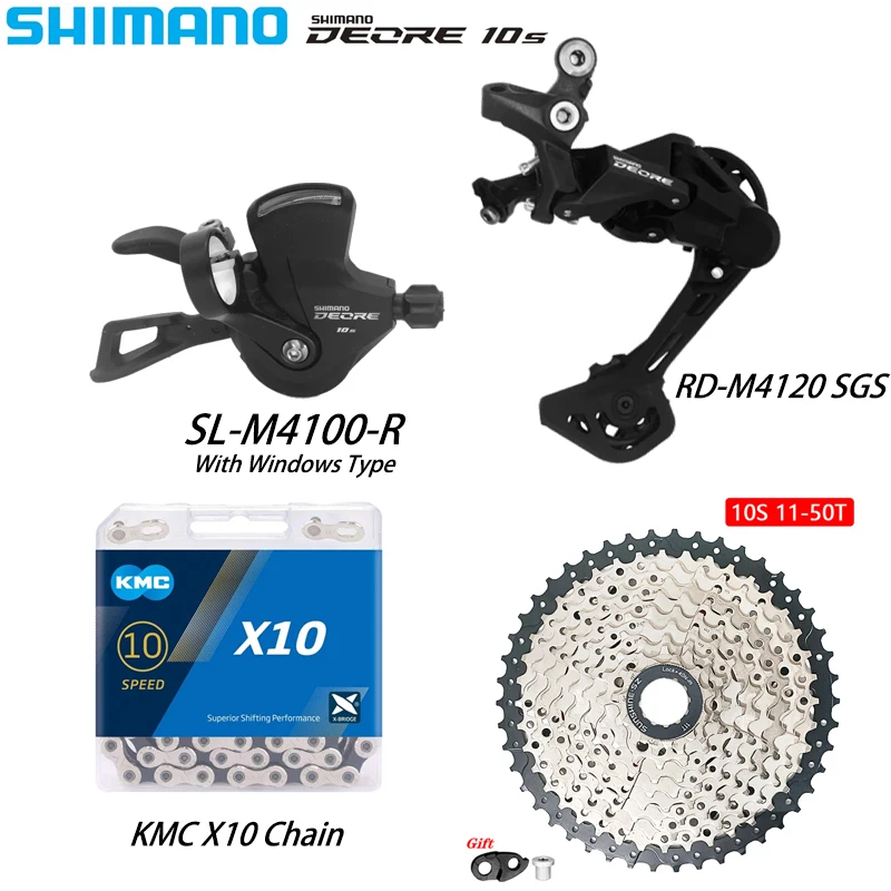 Shimano Deore 10V RD M4120 Derailleurs 1x10 Speed SL-4100 Shifter Lever KMC 10S  - £122.30 GBP