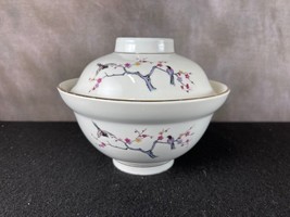 Beautiful Vintage Golden China Porcelain Rice Bowl With Cover - £24.60 GBP