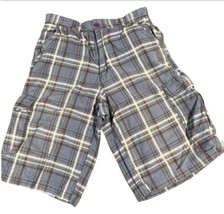 Parts Cargo Boys Shorts W12 Blue Plaid Cotton 24x11 Casual Play School - $13.53