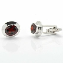 Red Garnet Cufflinks 6x8 mm Oval Garnet Cufflinks Groomsmen Cufflinks - £35.97 GBP