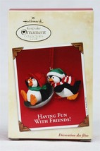 VINTAGE 2002 Hallmark Having Fun With Friends Penguins Christmas Ornament - £19.77 GBP