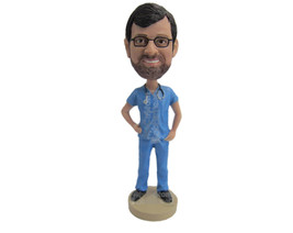 Custom Bobblehead Cool Doctor In T-Shirt And Pants Giving A Pose - Careers &amp; Pro - £69.99 GBP