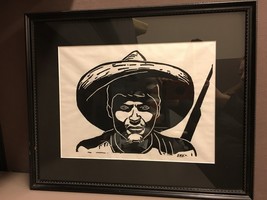 Print of Pancho Villa by J.M.V. Framed and Matted - $69.29