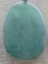 Icy Ice Bluish Green Snowflake Cotton Natural Jadeite Jade Pendant # 70 carat - £298.81 GBP