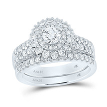 14kt White Gold Round Diamond Bridal Wedding Ring Band Set 1-3/8 Ctw - £2,578.97 GBP