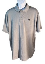 UNDER ARMOUR Men&#39;s Loose Short Sleeve Button Down Polo Shirt Gray XL - £11.59 GBP