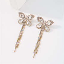 Clear Crystal &amp; Cubic Zirconia 18K Gold-Plated Butterfly Drop Earrings - £11.98 GBP
