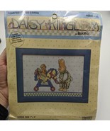 Bucilla Daisy Kingdom Counted Cross Stitch Bunnies Horsie Ride Kit  &amp; Frame - $24.43 CAD