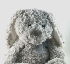 Hug Fun Plush Bunny Rabbit Grey With Bow Tie Embroidered Paws 10.5&quot; - £11.27 GBP