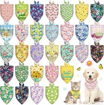 30 Pcs Spring Dog Bandanas Bulk Adjustable Dog Scarves Triangle Bibs Floral Pupp - £30.55 GBP