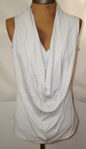 NWT New Designer Josie Natori Top Blouse Light Gray Womens S Cowl Sleeveless  - £305.38 GBP