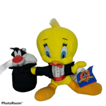 Vtg Looney Tunes Tux Tweety &amp; Sylvester in Hat Magician Plush 1998 7&quot; - £36.83 GBP